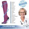 imageCHARMKING Compression Socks for Women ampamp Men Circulation 3 Pairs 1520 mmHg is Best Support for Athletic Running Cycling13 GreyPinkGrey