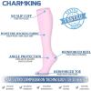 imageCHARMKING Compression Socks for Women ampamp Men Circulation 3 Pairs 1520 mmHg is Best Support for Athletic Running Cycling35 PurplePinkPink