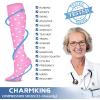 imageCHARMKING Compression Socks for Women ampamp Men Circulation 3 Pairs 1520 mmHg is Best Support for Athletic Running Cycling35 PurplePinkPink