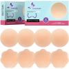 imageCHARMKING Pasties Nipple Covers 4 Pairs for Women Reusable Adhesive Silicone Nipple Covers No ShowBeige