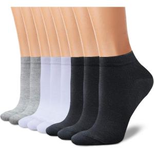 imageCHARKING 8 Pairs Ankle Socks for Women  Non Slip Cotton No Show Low Cut Casual Socks01 BlackBlackBlackWhiteWhiteWhiteGreyGrey