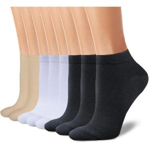 imageCHARKING 8 Pairs Ankle Socks for Women  Non Slip Cotton No Show Low Cut Casual Socks04 BlackBlackBlackWhiteWhiteWhiteBeigeBeige