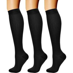 imageCHARMKING Compression Socks for Women ampamp Men Circulation 3 Pairs 1520 mmHg is Best Support for Athletic Running Cycling01 BalckBlackBlack