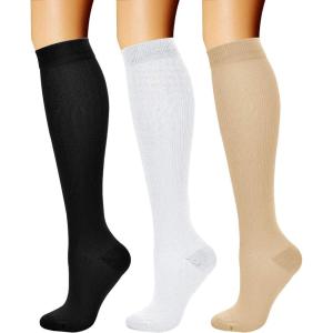 imageCHARMKING Compression Socks for Women ampamp Men Circulation 3 Pairs 1520 mmHg is Best Support for Athletic Running Cycling02 BlackWhiteNude