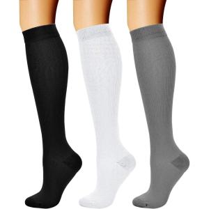 imageCHARMKING Compression Socks for Women ampamp Men Circulation 3 Pairs 1520 mmHg is Best Support for Athletic Running Cycling03 BlackWhiteGray