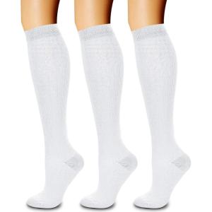 imageCHARMKING Compression Socks for Women ampamp Men Circulation 3 Pairs 1520 mmHg is Best Support for Athletic Running Cycling05 WhiteWhiteWhite