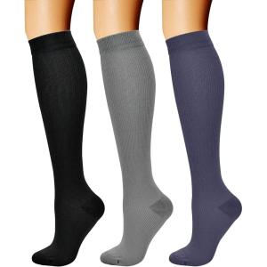 imageCHARMKING Compression Socks for Women ampamp Men Circulation 3 Pairs 1520 mmHg is Best Support for Athletic Running Cycling06 BlackGreyNavy
