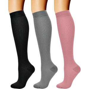 imageCHARMKING Compression Socks for Women ampamp Men Circulation 3 Pairs 1520 mmHg is Best Support for Athletic Running Cycling07 BlackGreyPink