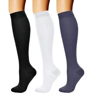 imageCHARMKING Compression Socks for Women ampamp Men Circulation 3 Pairs 1520 mmHg is Best Support for Athletic Running Cycling09 BlackWhiteNavy