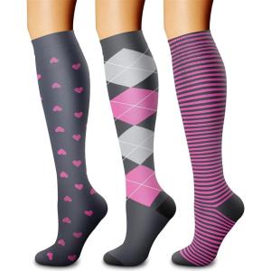 imageCHARMKING Compression Socks for Women ampamp Men Circulation 3 Pairs 1520 mmHg is Best Support for Athletic Running Cycling13 GreyPinkGrey