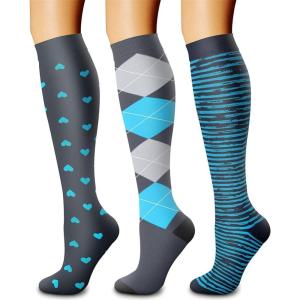 imageCHARMKING Compression Socks for Women ampamp Men Circulation 3 Pairs 1520 mmHg is Best Support for Athletic Running Cycling14 GreyBlueGrey