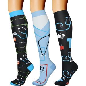 imageCHARMKING Compression Socks for Women ampamp Men Circulation 3 Pairs 1520 mmHg is Best Support for Athletic Running Cycling24 BlackBlackBlue