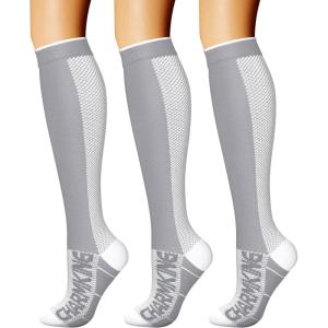 imageCHARMKING Compression Socks for Women ampamp Men Circulation 3 Pairs 1520 mmHg is Best Support for Athletic Running Cycling26 GreyGreyGrey