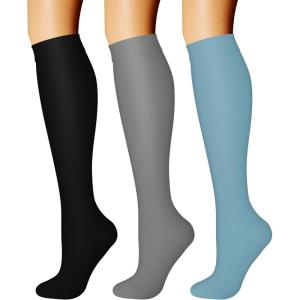imageCHARMKING Compression Socks for Women ampamp Men Circulation 3 Pairs 1520 mmHg is Best Support for Athletic Running Cycling27 BlackGreyBlue