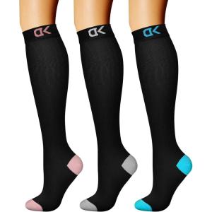 imageCHARMKING Compression Socks for Women ampamp Men Circulation 3 Pairs 1520 mmHg is Best Support for Athletic Running Cycling27 GreyPinkBlue