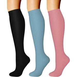imageCHARMKING Compression Socks for Women ampamp Men Circulation 3 Pairs 1520 mmHg is Best Support for Athletic Running Cycling28 BlackPinkBlue