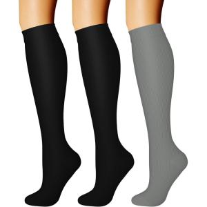 imageCHARMKING Compression Socks for Women ampamp Men Circulation 3 Pairs 1520 mmHg is Best Support for Athletic Running Cycling29 BlackBlackDark Grey