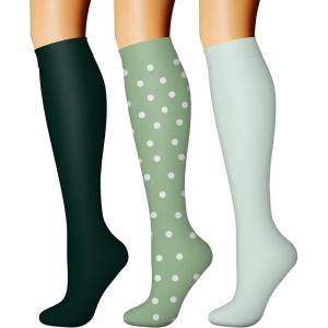 imageCHARMKING Compression Socks for Women ampamp Men Circulation 3 Pairs 1520 mmHg is Best Support for Athletic Running Cycling34 Dark GreenGreenGreen