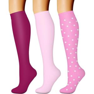 imageCHARMKING Compression Socks for Women ampamp Men Circulation 3 Pairs 1520 mmHg is Best Support for Athletic Running Cycling35 PurplePinkPink