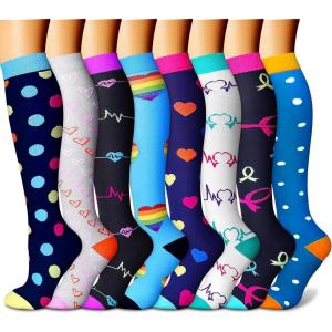 imageCHARMKING Compression Socks for Women ampamp Men Circulation 8 Pairs 1520 mmHg is Best Support for Athletic RunningHiking01 NavyGrayBlackBlueBlack