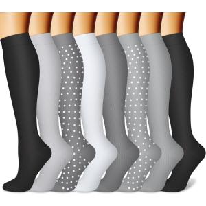 imageCHARMKING Compression Socks for Women ampamp Men Circulation 8 Pairs 1520 mmHg is Best Support for Athletic RunningHiking09 GreyGreyGreyGreyGrey