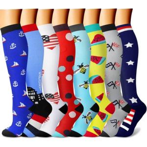 imageCHARMKING Compression Socks for Women ampamp Men Circulation 8 Pairs 1520 mmHg is Best Support for Athletic RunningHiking16 BlueWhiteNavyRedBlue