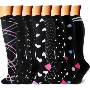 imageCHARMKING Compression Socks for Women ampamp Men Circulation 8 Pairs 1520 mmHg is Best Support for Athletic RunningHiking21 PinkPinkBlackBlackBlack