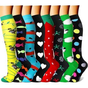 imageCHARMKING Compression Socks for Women ampamp Men Circulation 8 Pairs 1520 mmHg is Best Support for Athletic RunningHiking22 YellowBlackBlueBlackRed