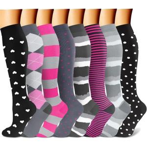 imageCHARMKING Compression Socks for Women ampamp Men Circulation 8 Pairs 1520 mmHg is Best Support for Athletic RunningHiking24 BlackBlackGreyGreyGrey