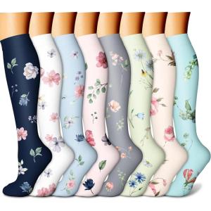 imageCHARMKING Compression Socks for Women ampamp Men Circulation 8 Pairs 1520 mmHg is Best Support for Athletic RunningHiking27 BluePinkCyanBlackPink