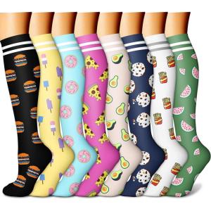 imageCHARMKING Compression Socks for Women ampamp Men Circulation 8 Pairs 1520 mmHg is Best Support for Athletic RunningHiking32 BlackYellowCyanRoseBlue