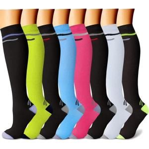 imageCHARMKING Compression Socks for Women ampamp Men Circulation 8 Pairs 1520 mmHg is Best Support for Athletic RunningHikingBlackBlackBlueBlueGreen