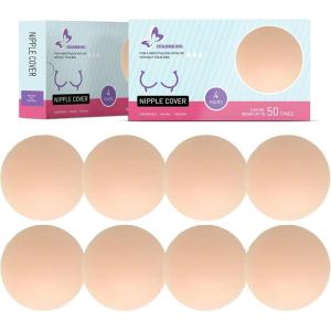 imageCHARMKING Nipple Covers 4 Pairs for Women Reusable Adhesive Nipple Coverings Invisible Pasties Silicone Cover