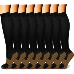 imageFEYHAY Copper Compression Socks 8 Pairs 1520 mmHg Circulation is Best Athletic ampamp Daily for Men ampamp Women Running Climbing01 BlackBlackBlack