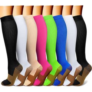 imageFEYHAY Copper Compression Socks 8 Pairs 1520 mmHg Circulation is Best Athletic ampamp Daily for Men ampamp Women Running Climbing03 BlackBlackWhite