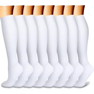 imageFEYHAY Copper Compression Socks 8 Pairs 1520 mmHg Circulation is Best Athletic ampamp Daily for Men ampamp Women Running Climbing07 White