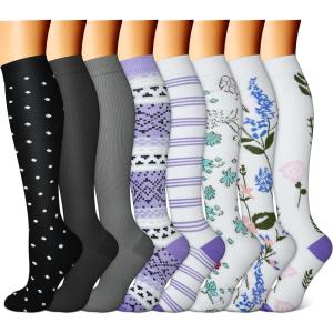 imageFEYHAY Copper Compression Socks 8 Pairs 1520 mmHg Circulation is Best Athletic ampamp Daily for Men ampamp Women Running Climbing10 Colour Mixture