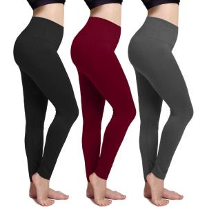 imageFleece Lined Leggings for Women 3 Pack High Waist Brushed Leggings Ultra Soft Premium Warm Elastic and Slimming Tights