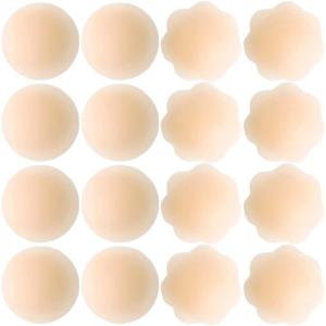 imageNipple Covers 8 Pairs for Women Reusable Adhesive Nipple Coverings Invisible Pasties Silicone Cover
