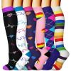 imageCHARMKING 6 PairsCompression Socks for Women ampamp Men Circulation Best Support for Nurses Running AthleticFlight Travel03 BlackNavyNavyPinkWhiteRainbow