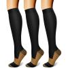 imageCHARMKING Compression Socks for Women ampamp Men Circulation 3 Pairs 1520 mmHg is Best Support for Athletic Running Cycling10 Copper BlackBlackBlack