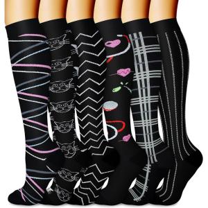 imageCHARMKING 6 PairsCompression Socks for Women ampamp Men Circulation Best Support for Nurses Running AthleticFlight Travel12 BlackBlackBlackBlackBlackBlack