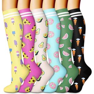 imageCHARMKING 6 PairsCompression Socks for Women ampamp Men Circulation Best Support for Nurses Running AthleticFlight Travel15 YellowRoseKhakiCyanGreenBlack
