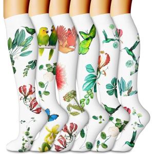 imageCHARMKING 6 PairsCompression Socks for Women ampamp Men Circulation Best Support for Nurses Running AthleticFlight Travel17 GreenWhiteRedGreenWhiteBlue