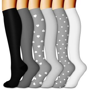 imageCHARMKING 6 PairsCompression Socks for Women ampamp Men Circulation Best Support for Nurses Running AthleticFlight Travel24 BlackBlackGreyGreyGreyWhite