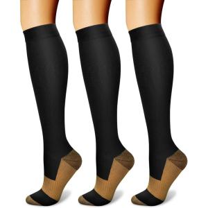 imageCHARMKING Compression Socks for Women ampamp Men Circulation 3 Pairs 1520 mmHg is Best Support for Athletic Running Cycling10 Copper BlackBlackBlack