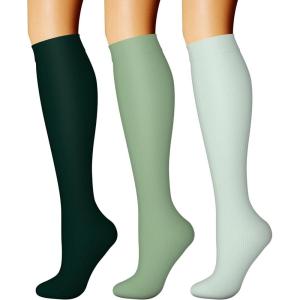 imageCHARMKING Compression Socks for Women ampamp Men Circulation 3 Pairs 1520 mmHg is Best Support for Athletic Running Cycling37 Dark GreenGreenLight Green