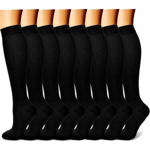 imageCHARMKING Compression Socks for Women ampamp Men Circulation 8 Pairs 1520 mmHg is Best Support for Athletic RunningHiking02 BlackBlackBlackBlackBlackBlack