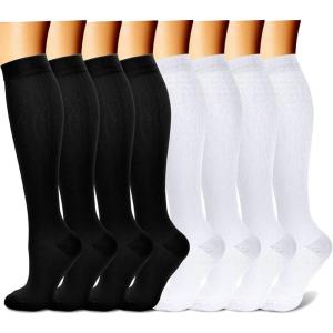 imageCHARMKING Compression Socks for Women ampamp Men Circulation 8 Pairs 1520 mmHg is Best Support for Athletic RunningHiking06 BlackBlackBlackWhiteWhite
