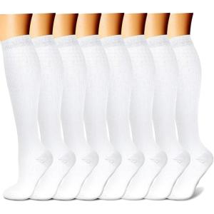 imageCHARMKING Compression Socks for Women ampamp Men Circulation 8 Pairs 1520 mmHg is Best Support for Athletic RunningHiking07 WhiteWhiteWhiteWhiteWhite
